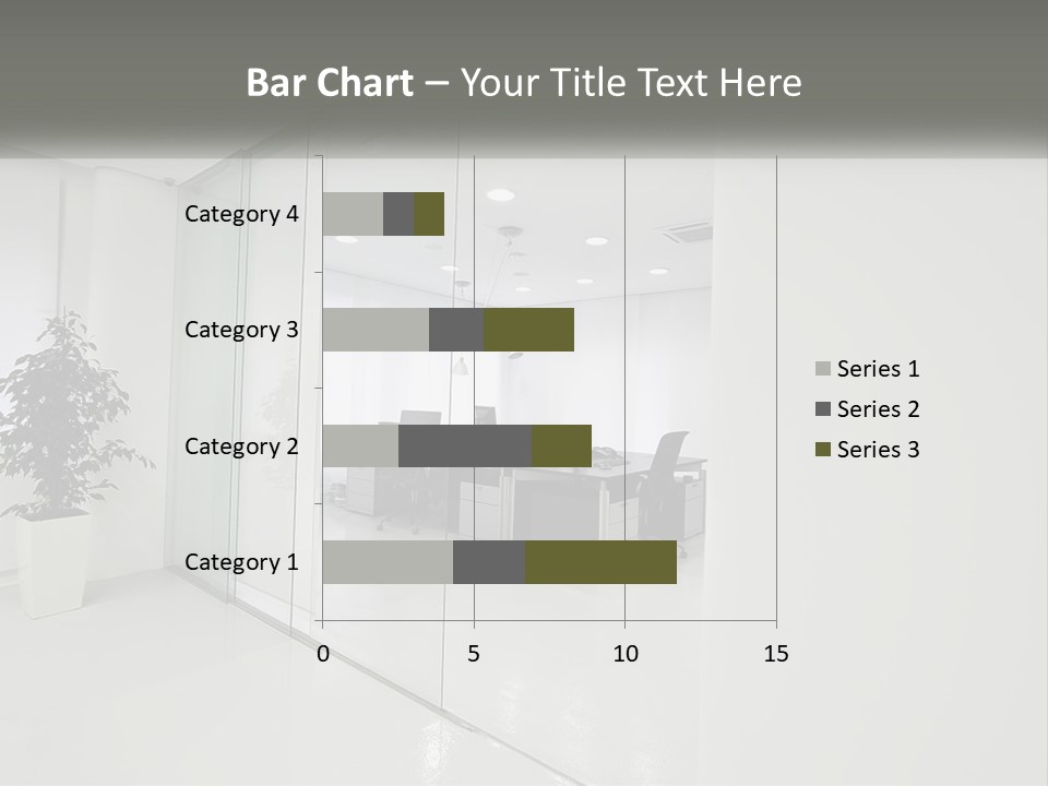 An Office With Glass Walls And A Plant In The Middle PowerPoint Template