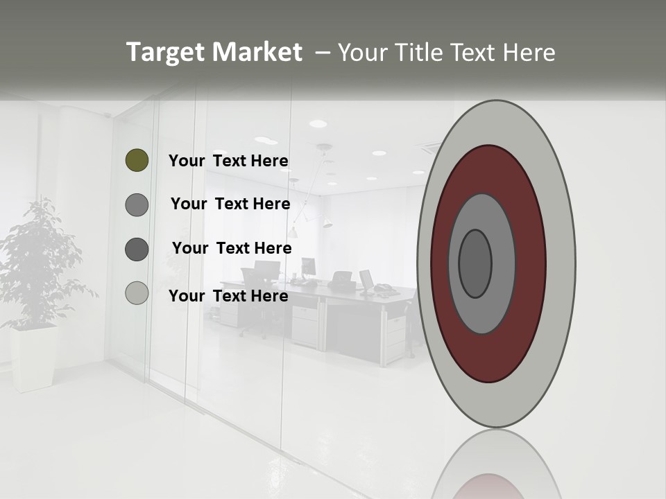 An Office With Glass Walls And A Plant In The Middle PowerPoint Template