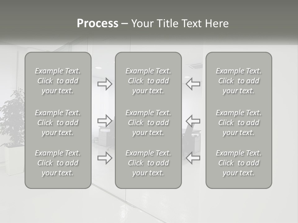 An Office With Glass Walls And A Plant In The Middle PowerPoint Template