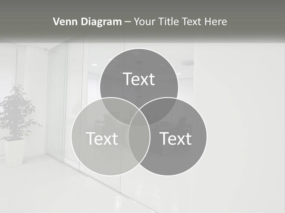 An Office With Glass Walls And A Plant In The Middle PowerPoint Template