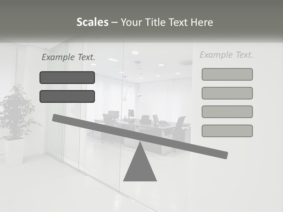 An Office With Glass Walls And A Plant In The Middle PowerPoint Template
