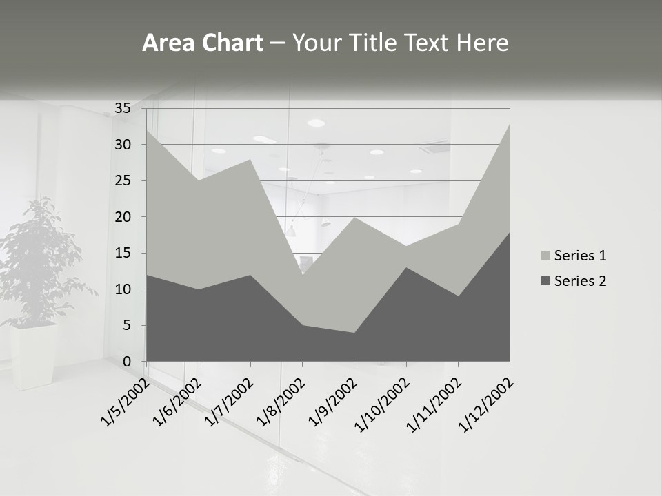 An Office With Glass Walls And A Plant In The Middle PowerPoint Template