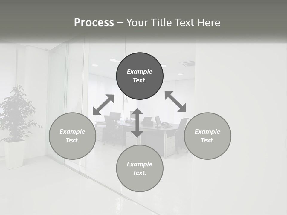 An Office With Glass Walls And A Plant In The Middle PowerPoint Template