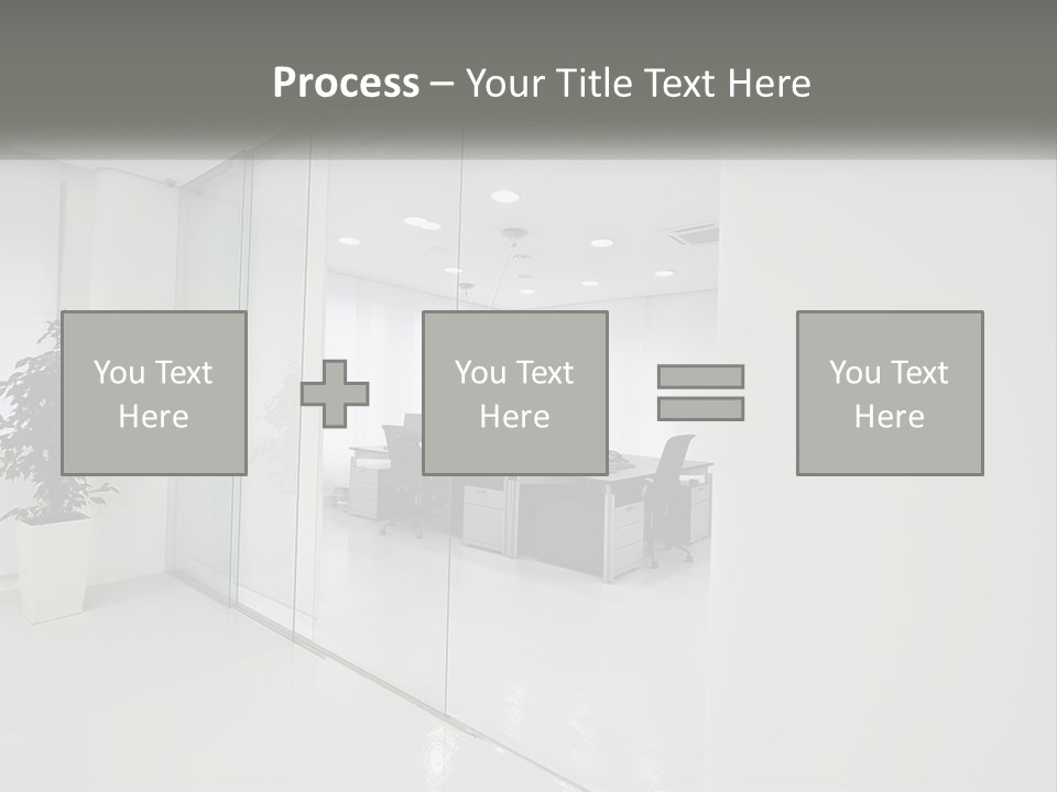 An Office With Glass Walls And A Plant In The Middle PowerPoint Template
