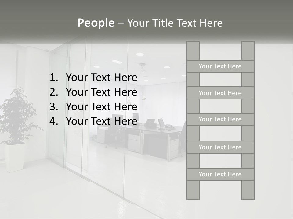 An Office With Glass Walls And A Plant In The Middle PowerPoint Template