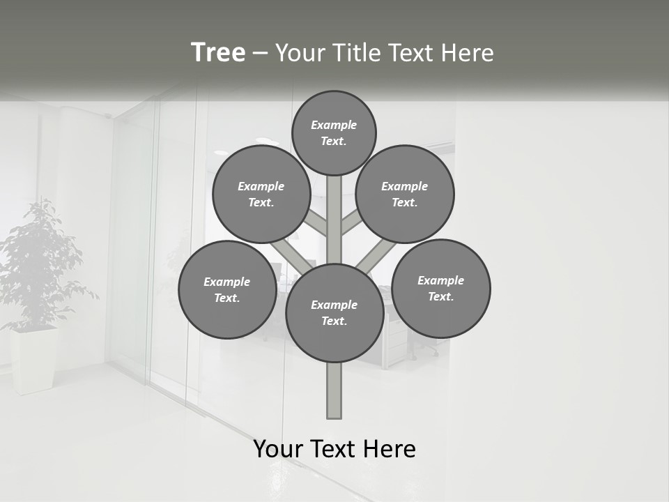 An Office With Glass Walls And A Plant In The Middle PowerPoint Template