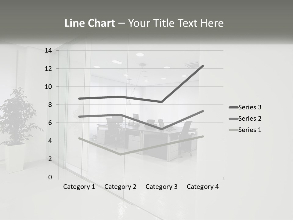 An Office With Glass Walls And A Plant In The Middle PowerPoint Template