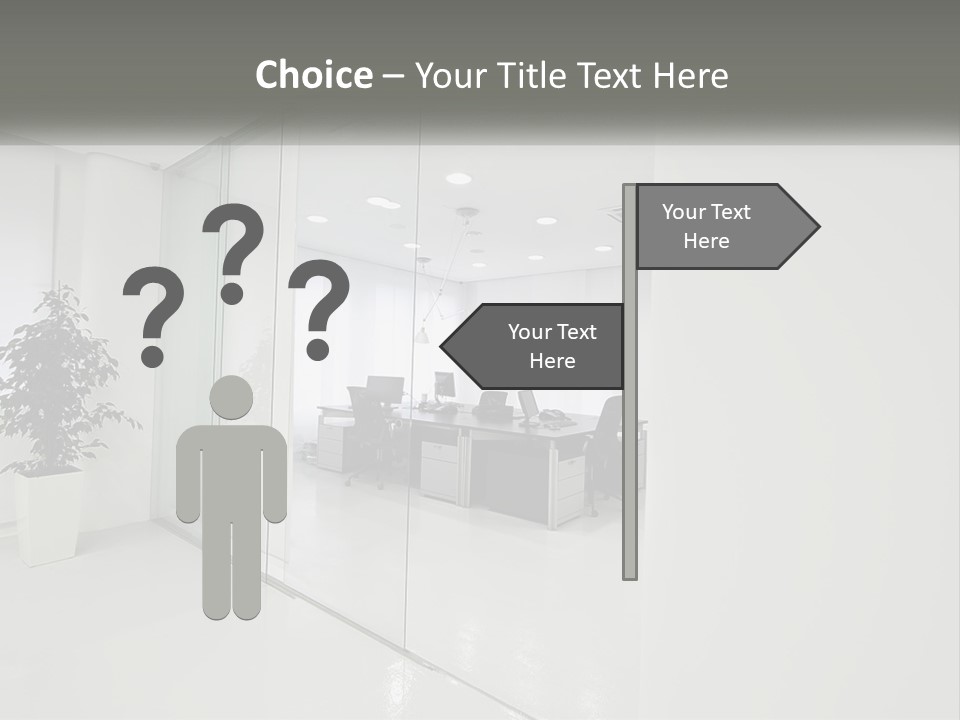 An Office With Glass Walls And A Plant In The Middle PowerPoint Template