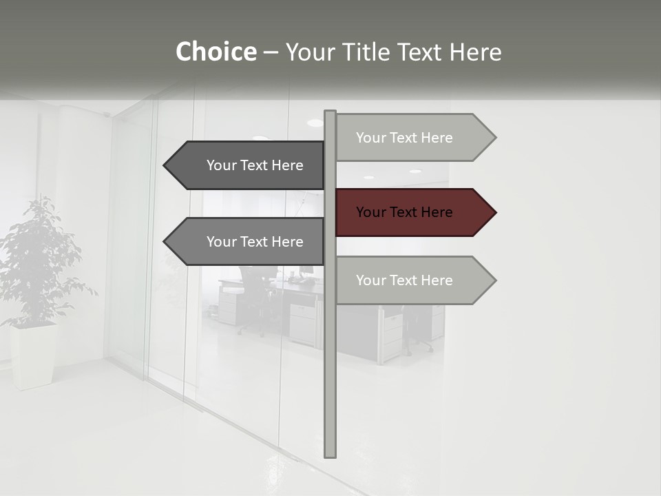 An Office With Glass Walls And A Plant In The Middle PowerPoint Template