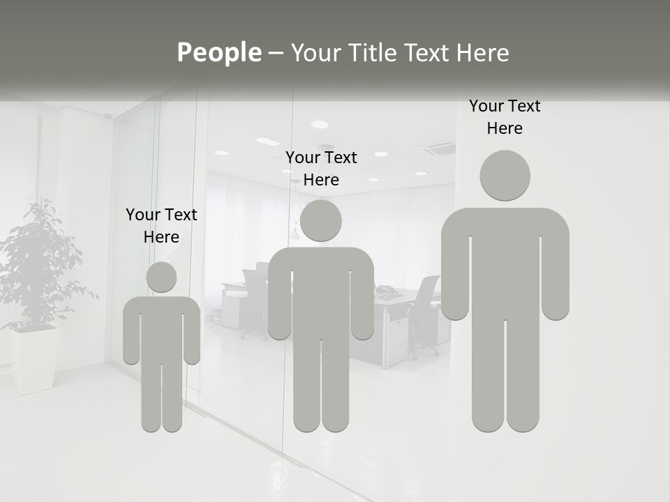 An Office With Glass Walls And A Plant In The Middle PowerPoint Template