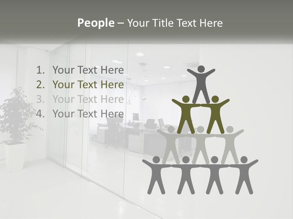 An Office With Glass Walls And A Plant In The Middle PowerPoint Template