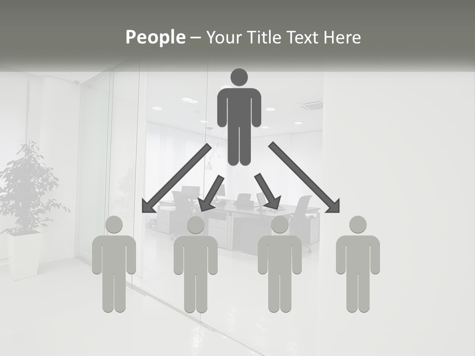 An Office With Glass Walls And A Plant In The Middle PowerPoint Template