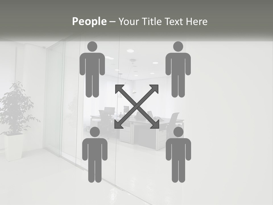 An Office With Glass Walls And A Plant In The Middle PowerPoint Template