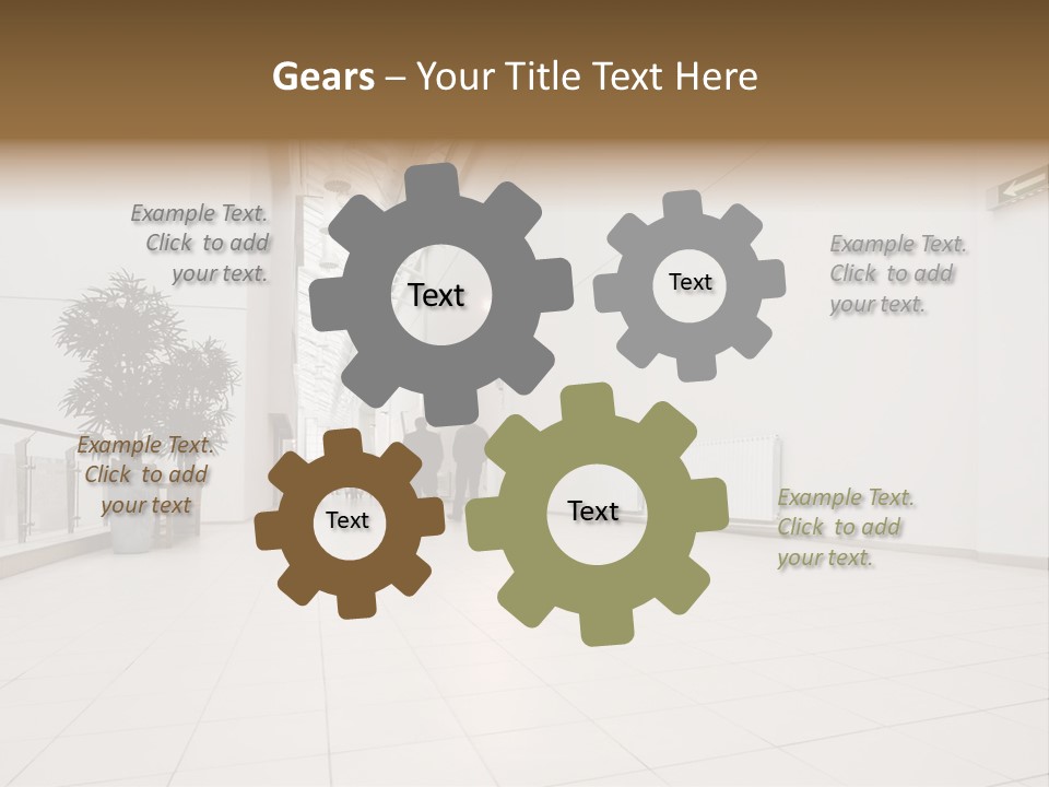 A Couple Of People Walking Down A Hallway PowerPoint Template