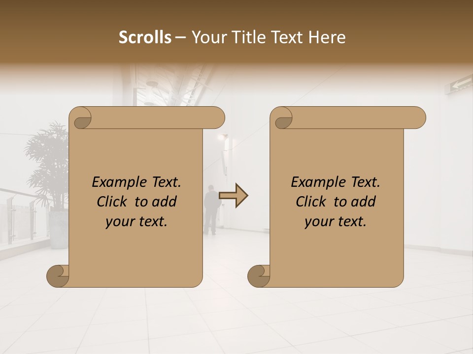 A Couple Of People Walking Down A Hallway PowerPoint Template