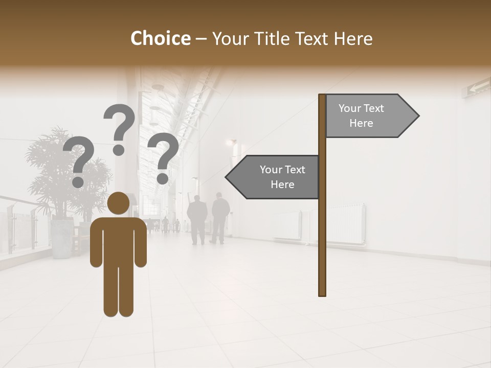 A Couple Of People Walking Down A Hallway PowerPoint Template