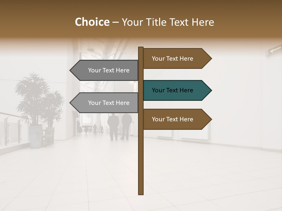 A Couple Of People Walking Down A Hallway PowerPoint Template