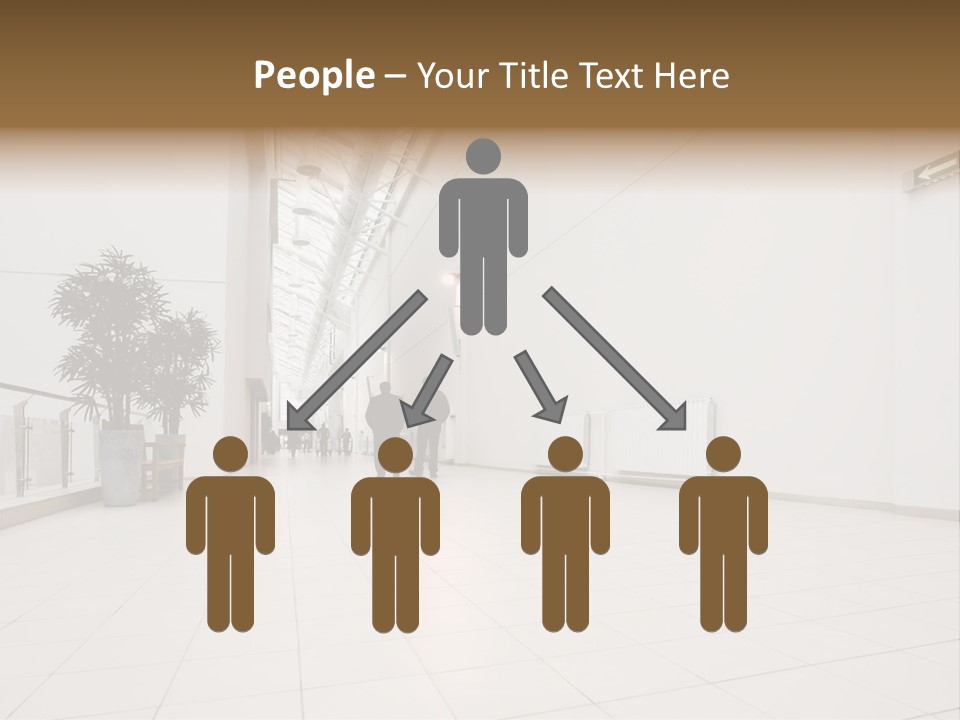 A Couple Of People Walking Down A Hallway PowerPoint Template