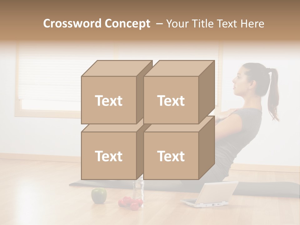 A Woman Sitting On The Floor Using A Laptop Computer PowerPoint Template