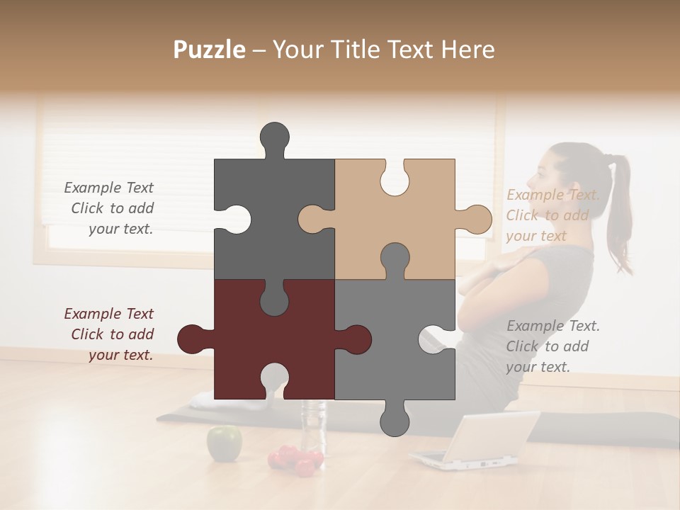 A Woman Sitting On The Floor Using A Laptop Computer PowerPoint Template