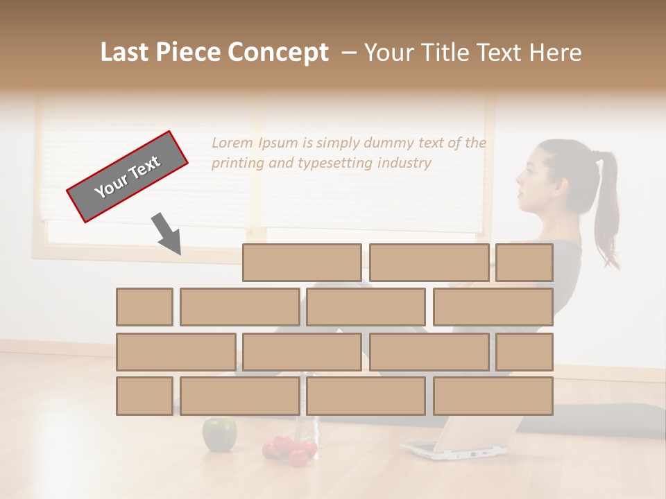 A Woman Sitting On The Floor Using A Laptop Computer PowerPoint Template