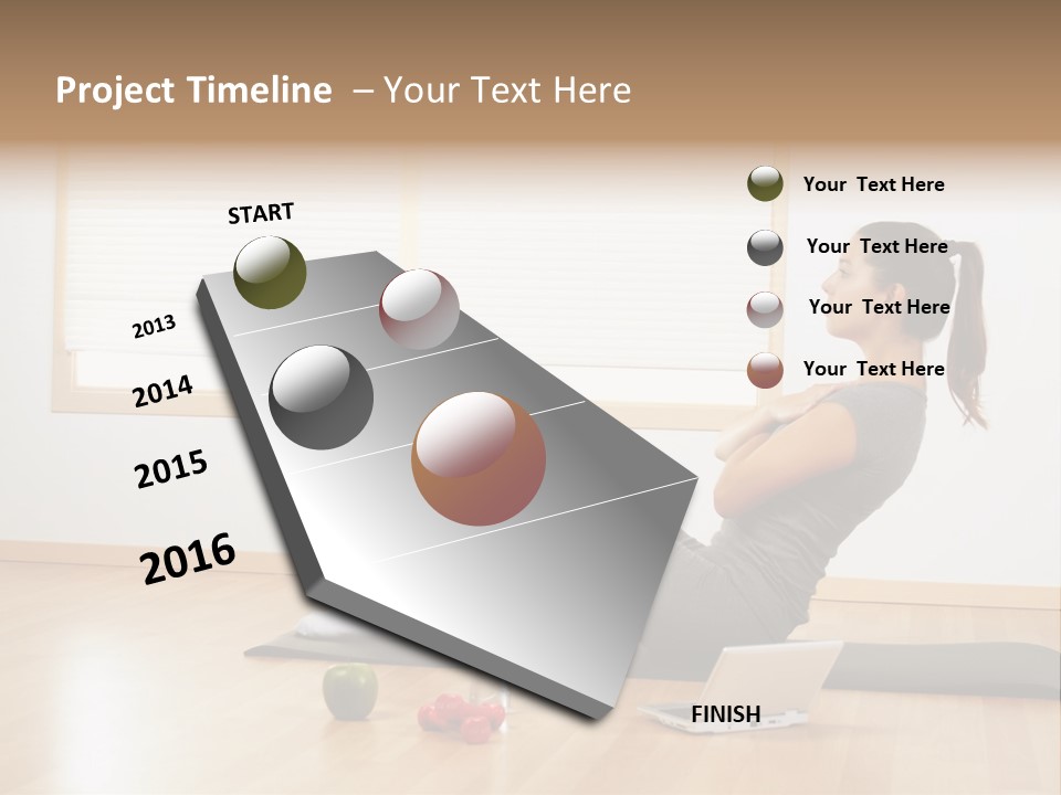 A Woman Sitting On The Floor Using A Laptop Computer PowerPoint Template