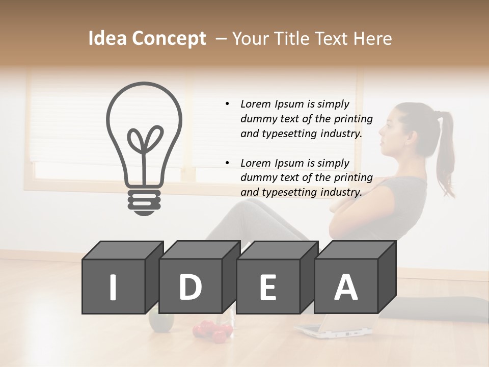 A Woman Sitting On The Floor Using A Laptop Computer PowerPoint Template