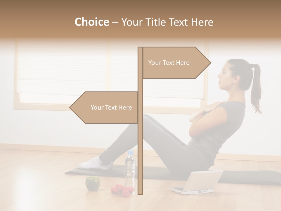 A Woman Sitting On The Floor Using A Laptop Computer PowerPoint Template