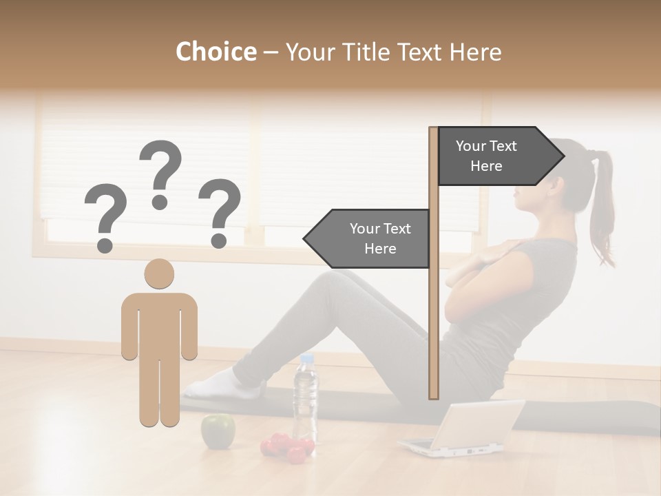 A Woman Sitting On The Floor Using A Laptop Computer PowerPoint Template