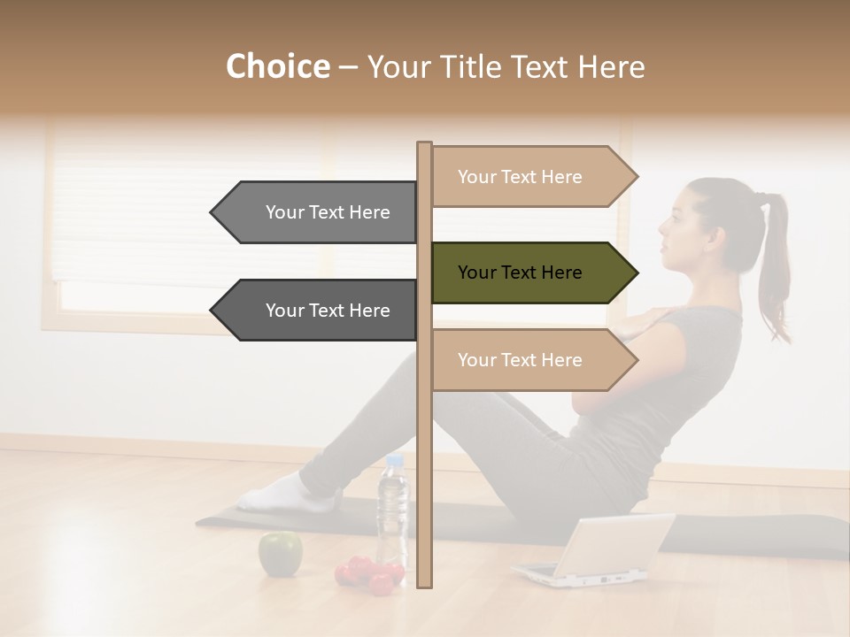 A Woman Sitting On The Floor Using A Laptop Computer PowerPoint Template