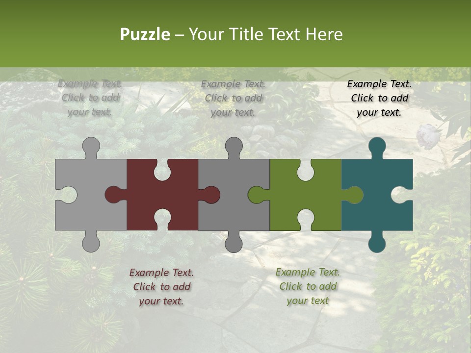 A Garden With Lots Of Plants And Rocks PowerPoint Template