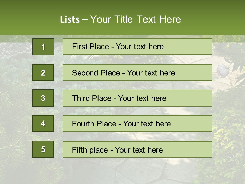 A Garden With Lots Of Plants And Rocks PowerPoint Template