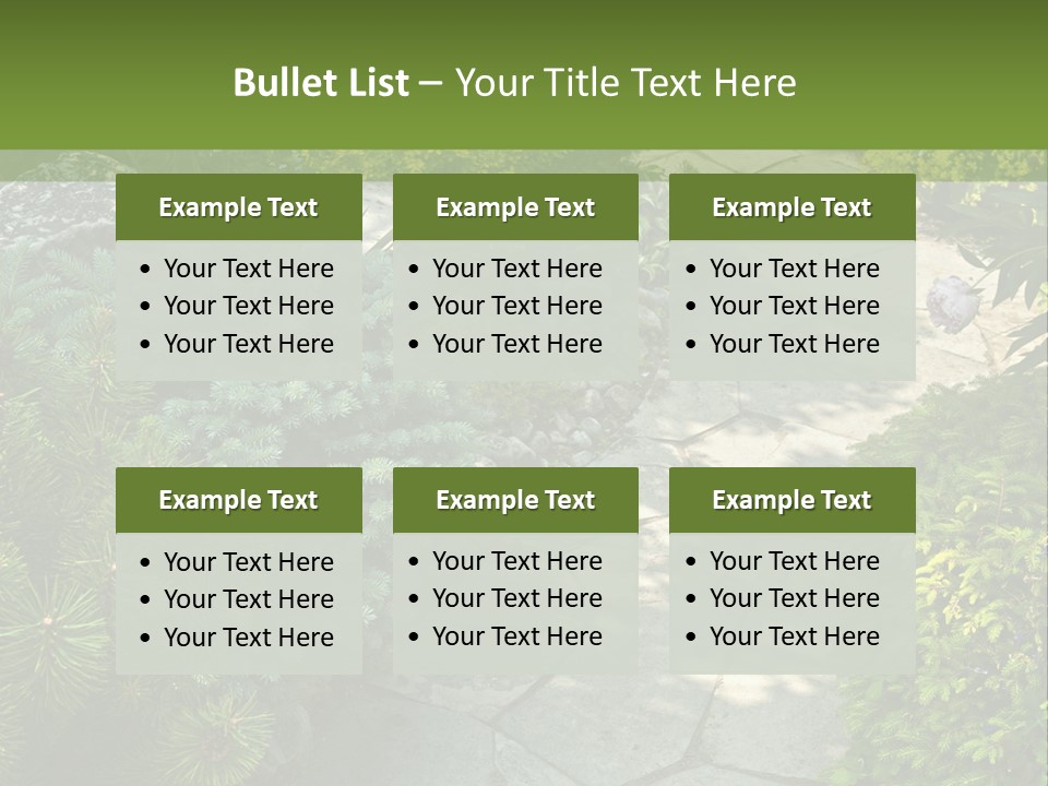 A Garden With Lots Of Plants And Rocks PowerPoint Template