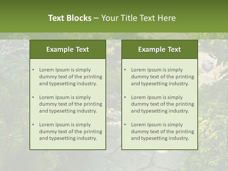 A Garden With Lots Of Plants And Rocks PowerPoint Template