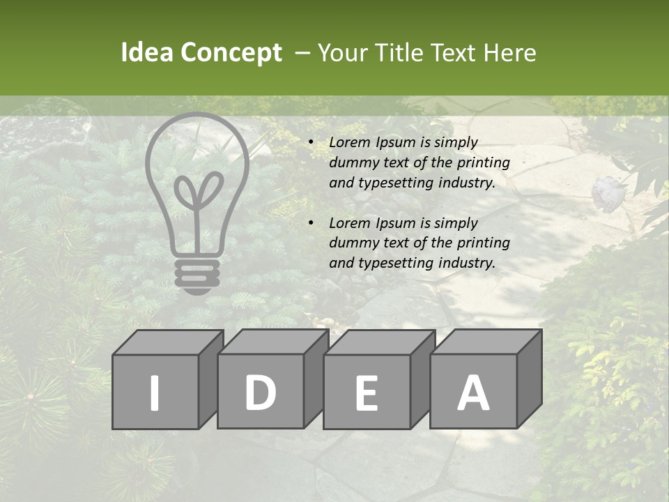 A Garden With Lots Of Plants And Rocks PowerPoint Template