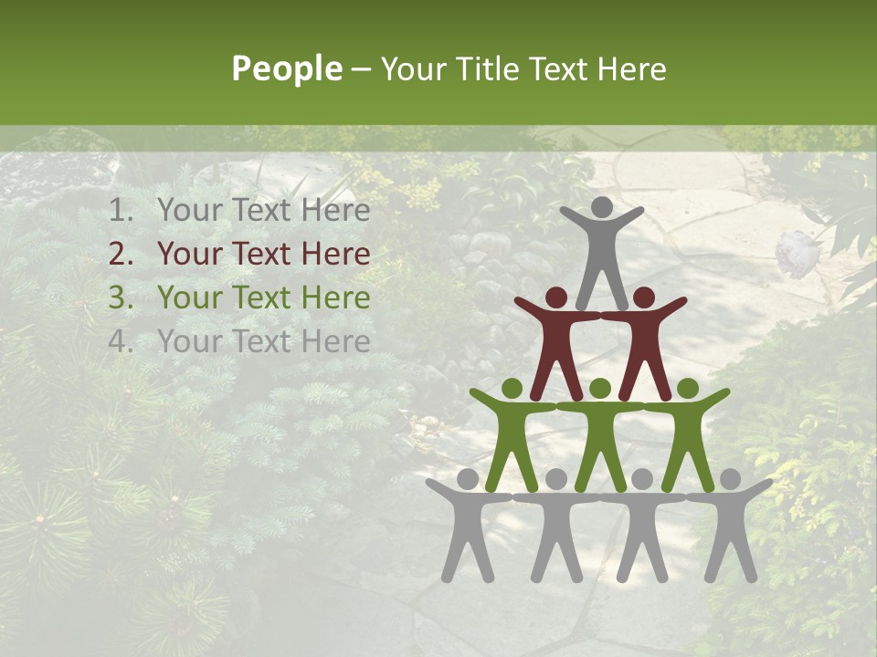 A Garden With Lots Of Plants And Rocks PowerPoint Template