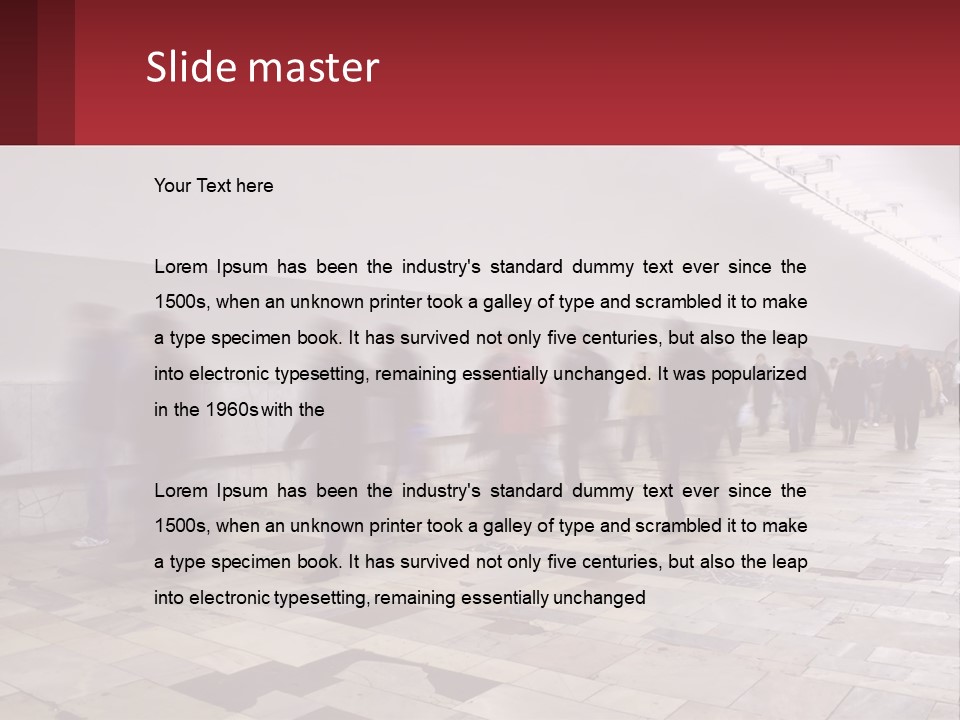 A Group Of People Walking Down A Long Hallway PowerPoint Template