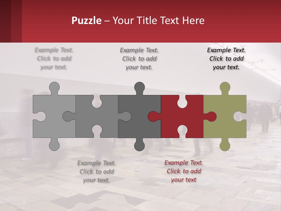 A Group Of People Walking Down A Long Hallway PowerPoint Template