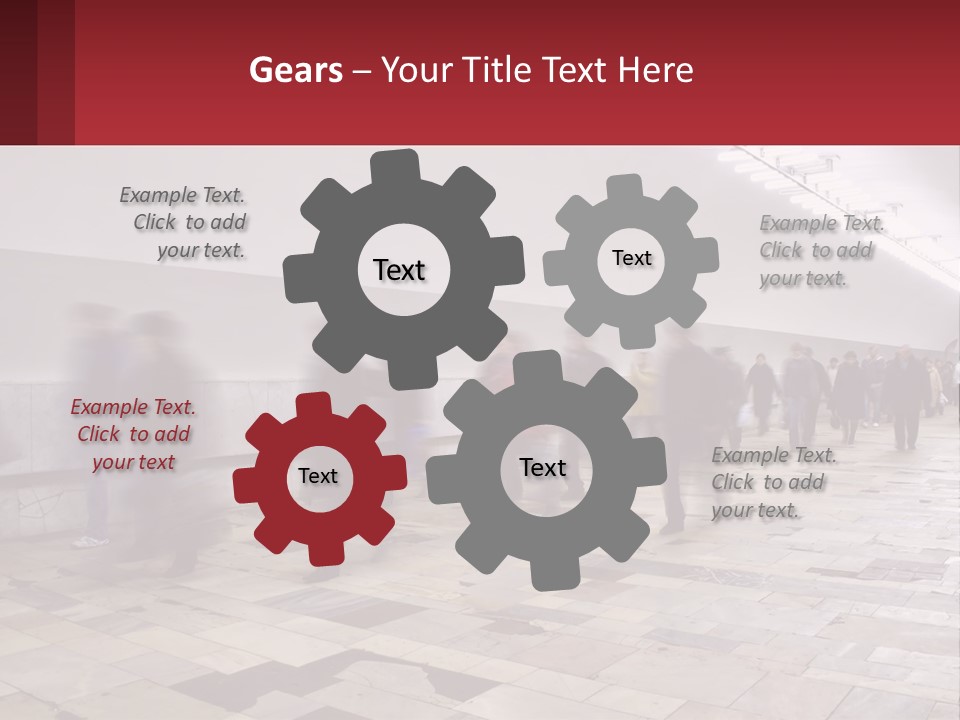 A Group Of People Walking Down A Long Hallway PowerPoint Template