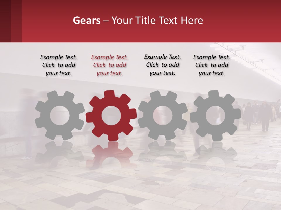 A Group Of People Walking Down A Long Hallway PowerPoint Template