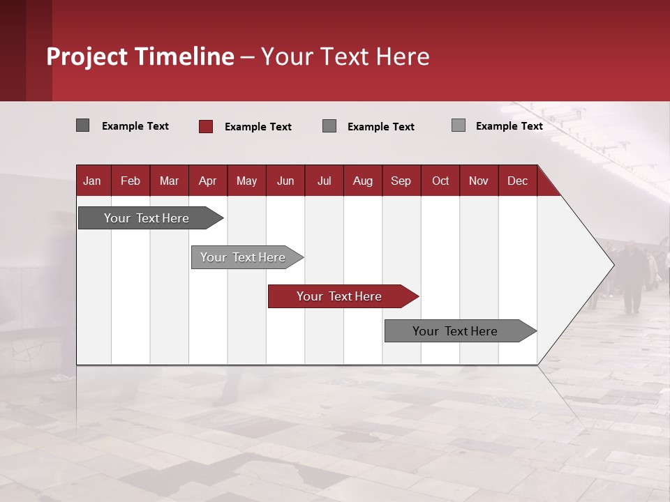 A Group Of People Walking Down A Long Hallway PowerPoint Template