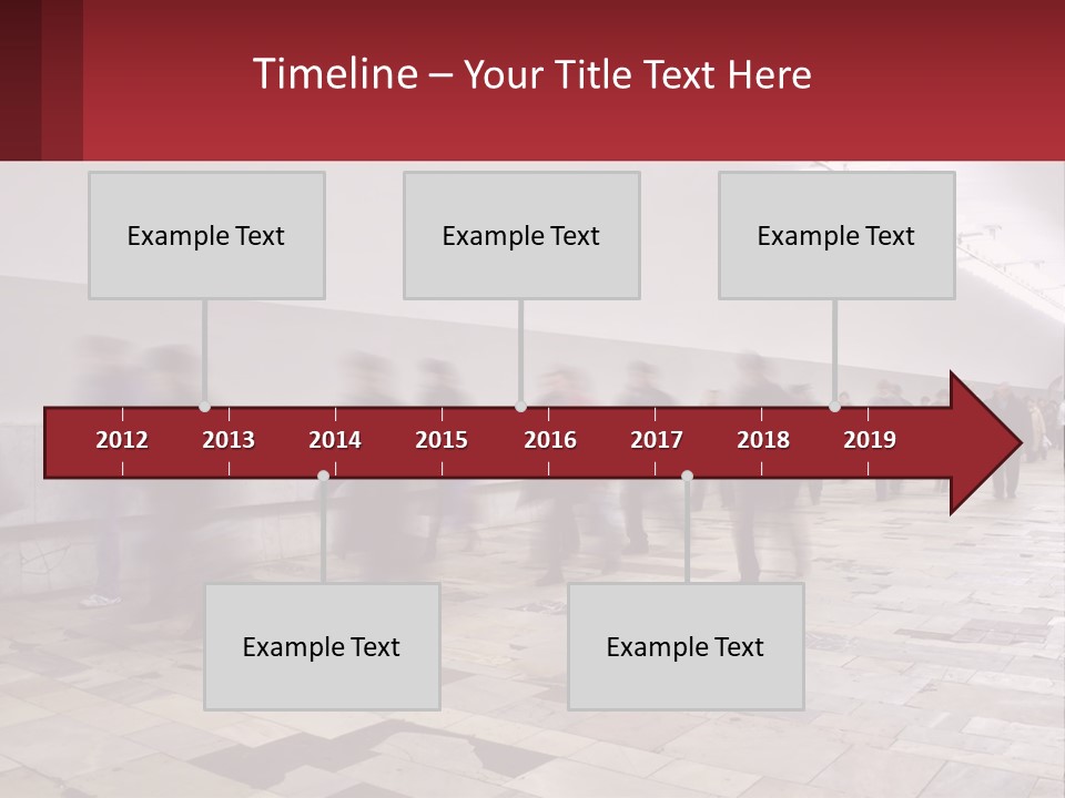 A Group Of People Walking Down A Long Hallway PowerPoint Template