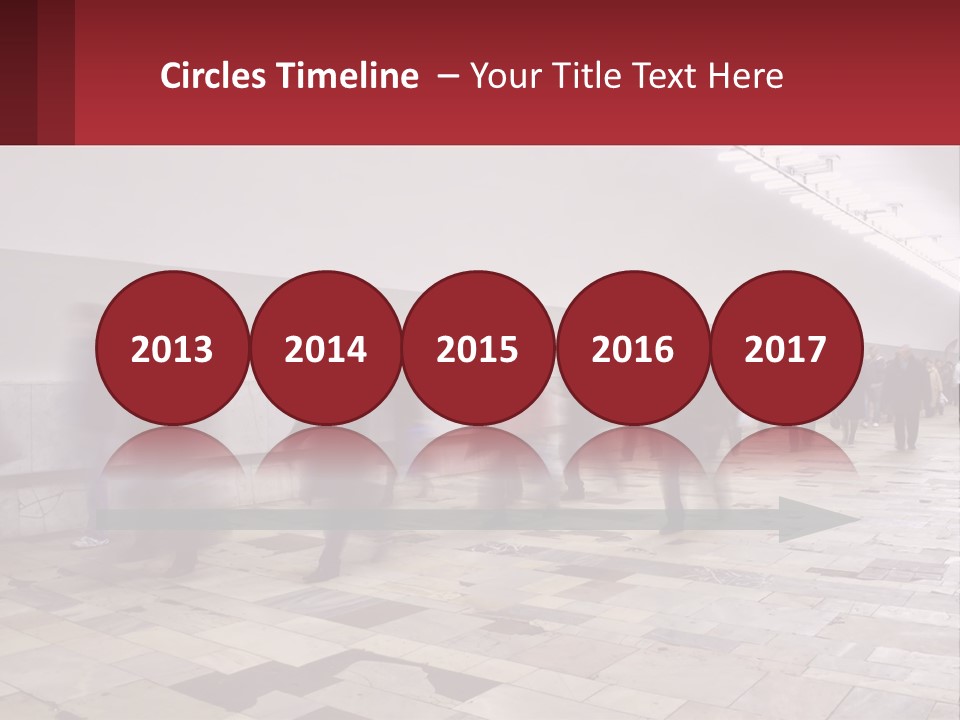 A Group Of People Walking Down A Long Hallway PowerPoint Template