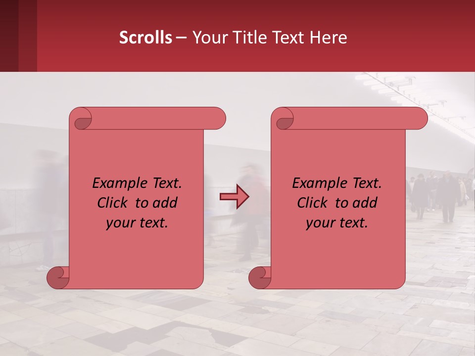 A Group Of People Walking Down A Long Hallway PowerPoint Template