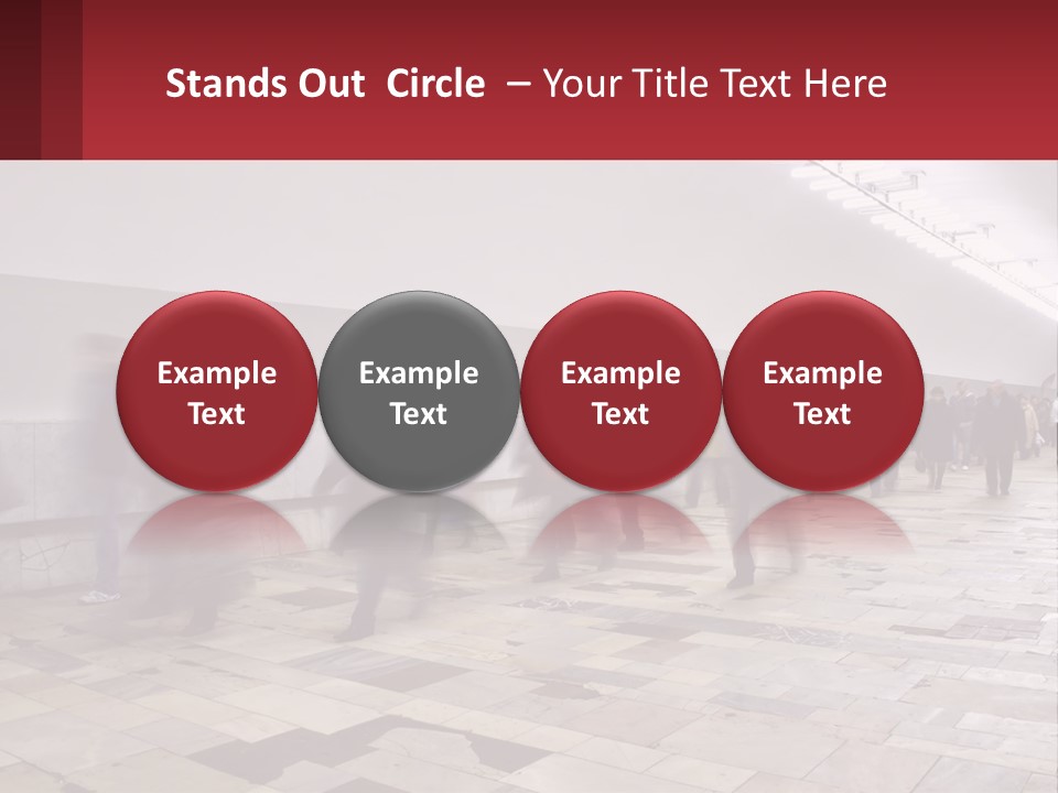 A Group Of People Walking Down A Long Hallway PowerPoint Template