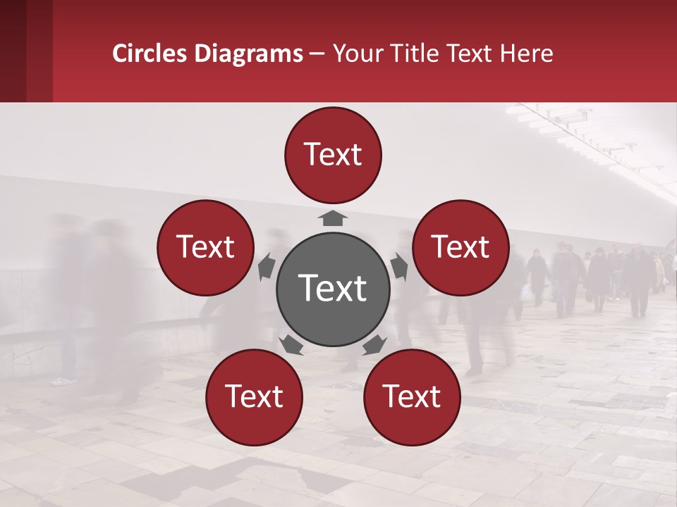 A Group Of People Walking Down A Long Hallway PowerPoint Template