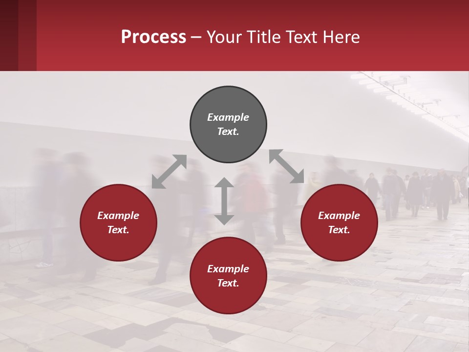 A Group Of People Walking Down A Long Hallway PowerPoint Template