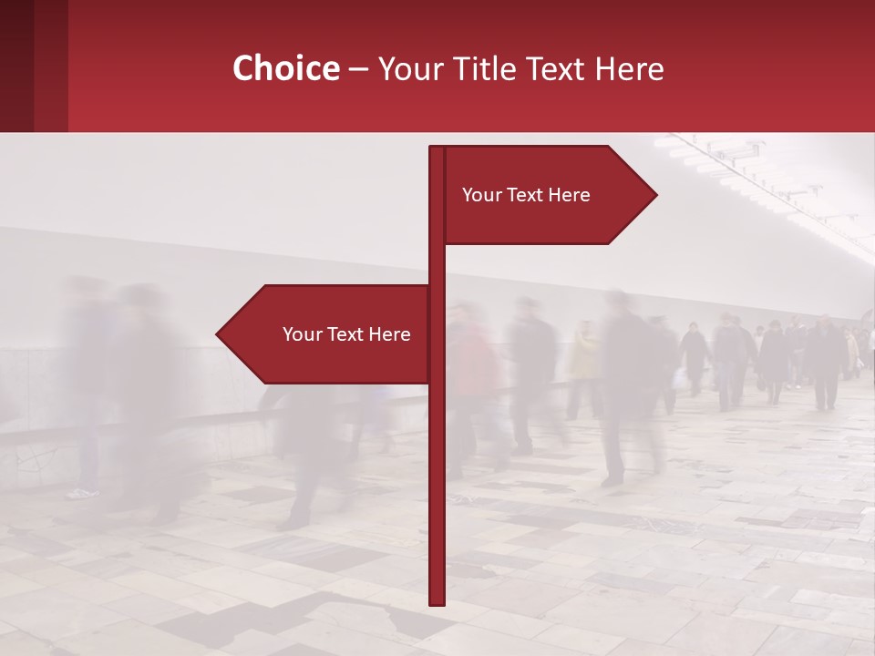 A Group Of People Walking Down A Long Hallway PowerPoint Template