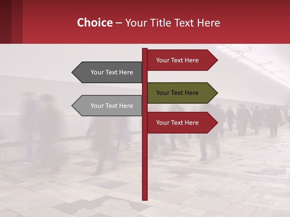 A Group Of People Walking Down A Long Hallway PowerPoint Template