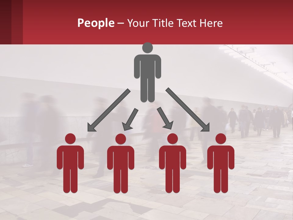 A Group Of People Walking Down A Long Hallway PowerPoint Template